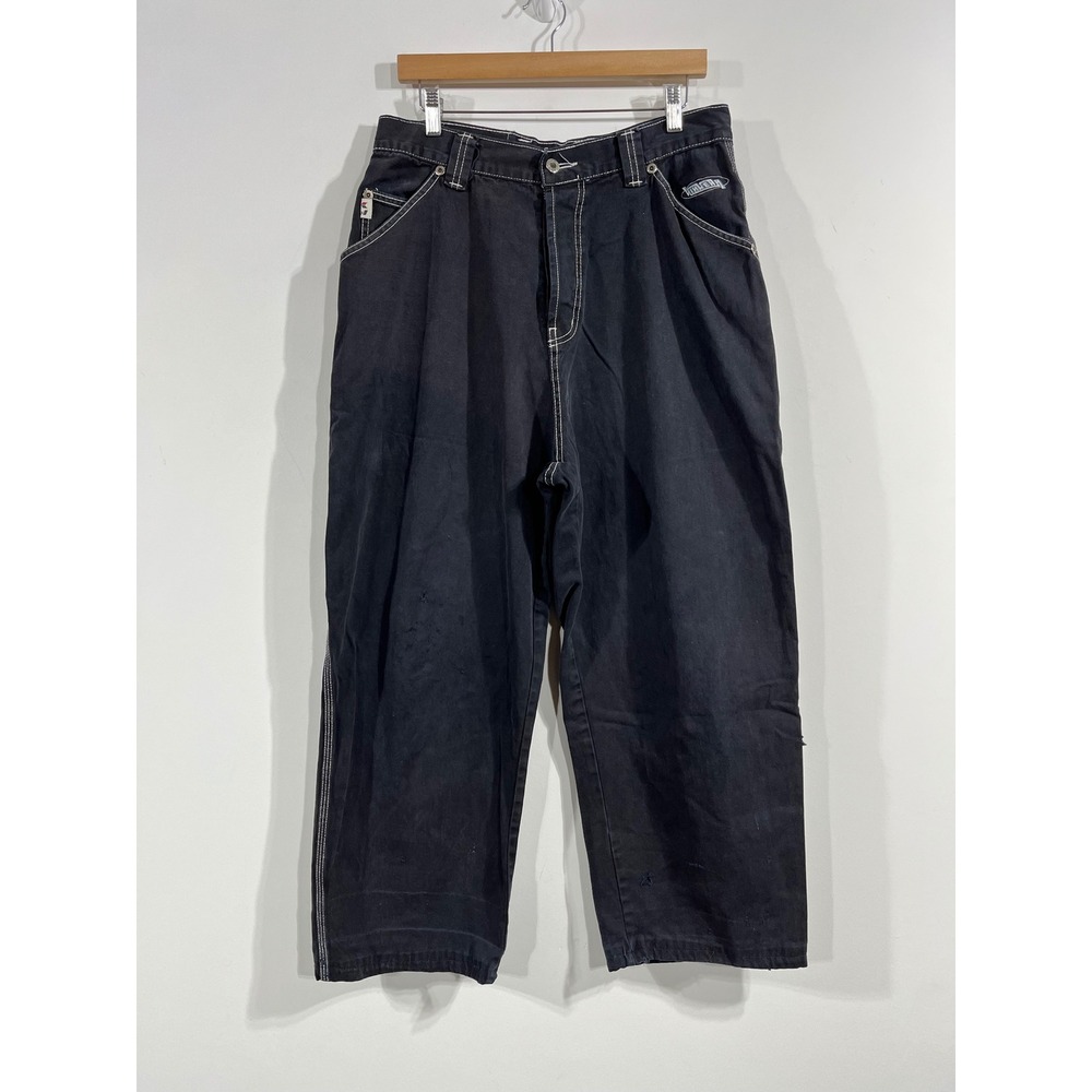VTG 90s Y2K Kikwear Streetwear Wide Leg Skater Baggy Pants Retro Rave 34 Hip Hop